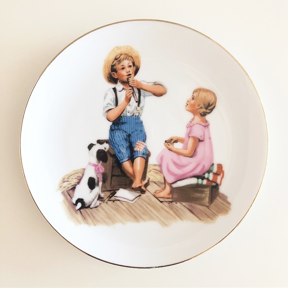 Vintage Norman Rockwell Inspired Small Decorative Plate 6.5”
